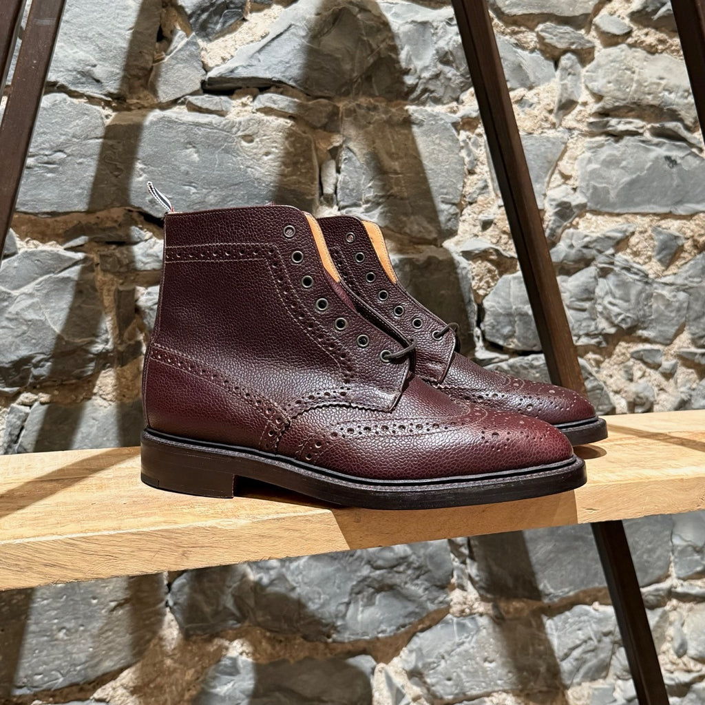 Main photo of Thom Browne Burgundy Leather Wingtip Brogue Lace-up Boots