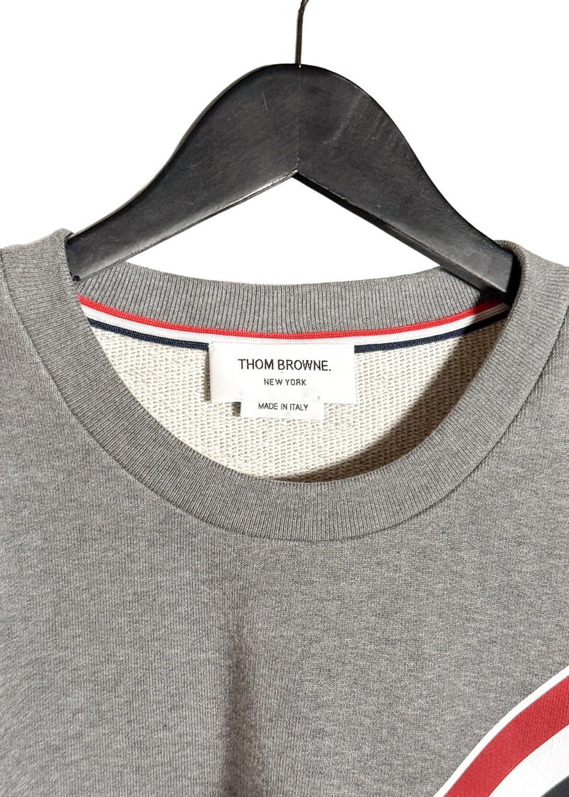 Thom Browne Diagonal Tricolour Stripe Grey Sweatshirt