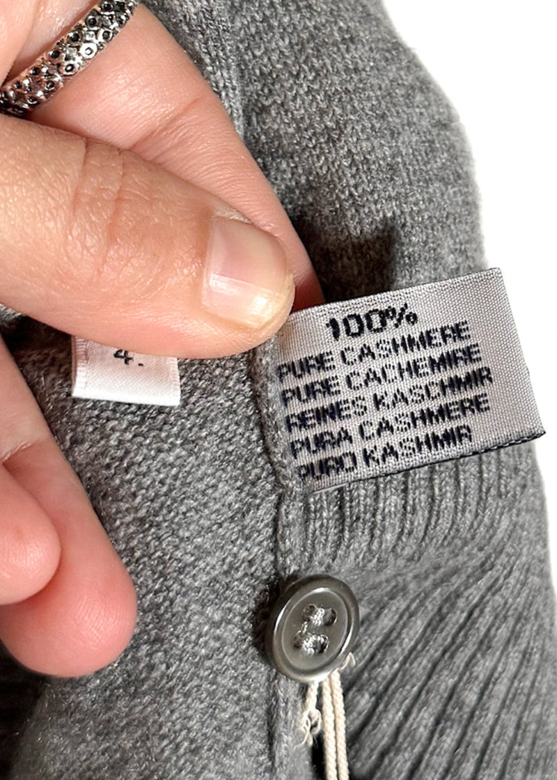 Labels of Thom Browne Grey Cashmere 4-Bar Short Sleeve Knit Polo Shirt