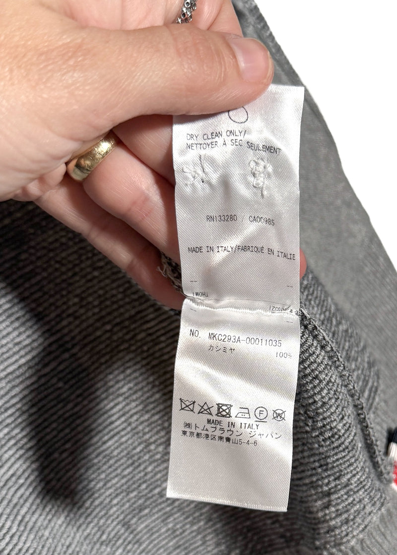 Labels of Thom Browne Grey Cashmere Tartan Check Cardigan Sweater