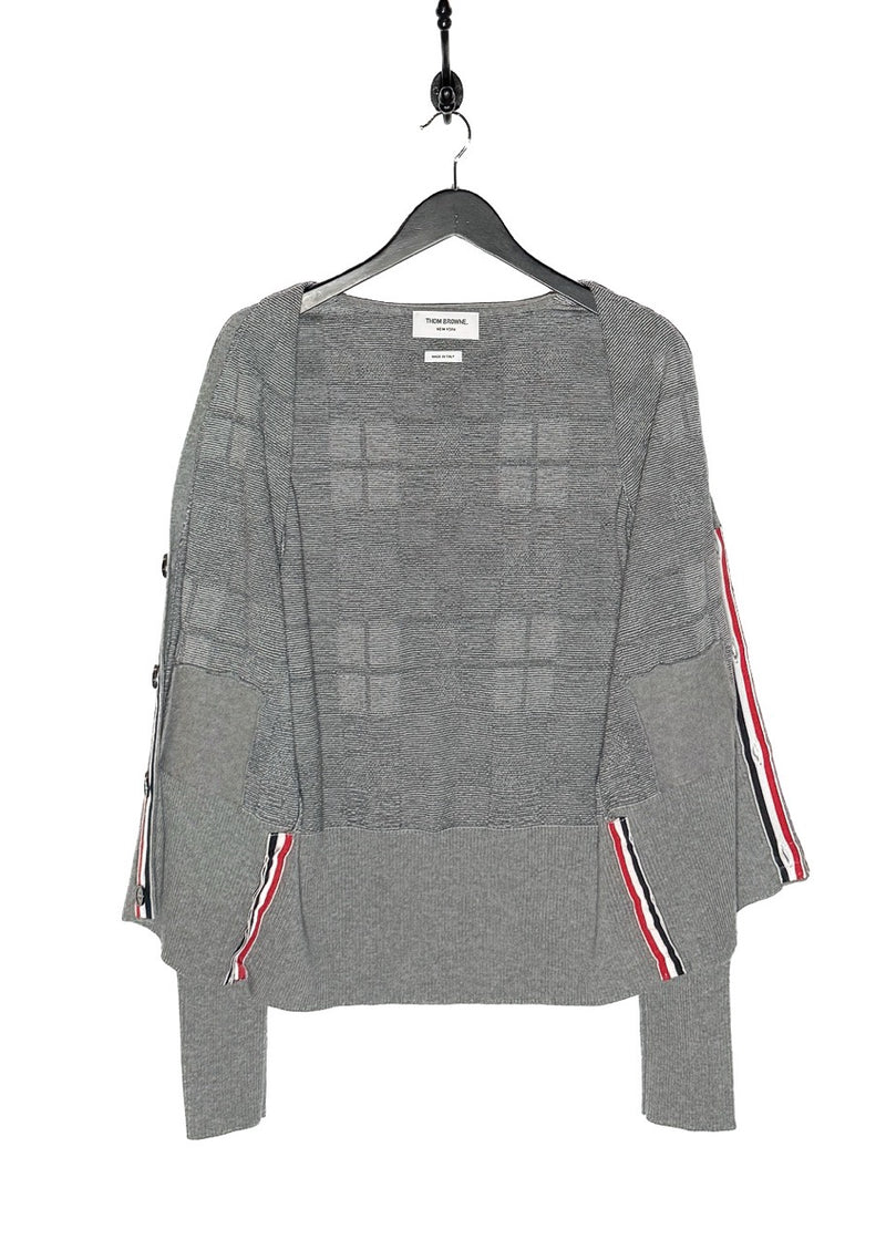 Interior of Thom Browne Grey Cashmere Tartan Check Cardigan Sweater