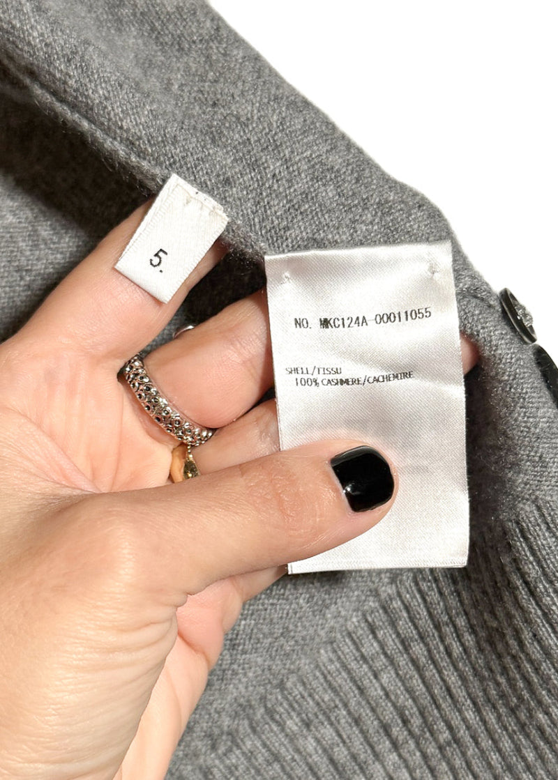 Thom Browne Grey Cashmere Tricolour Stripes Cardigan Sweater