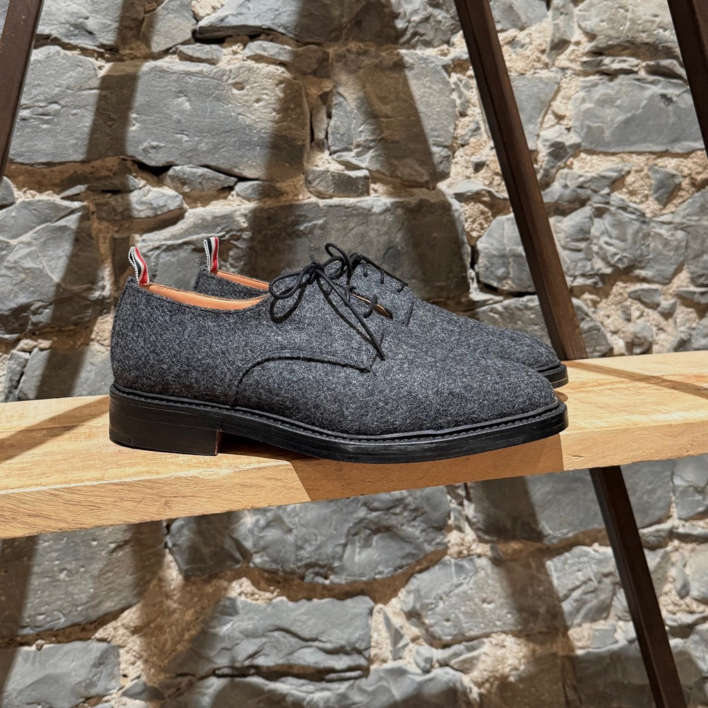 Main photo of Thom Browne Grey Flannel Lace-up Shoes