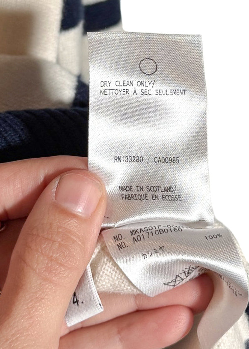 Thom Browne Ivory Colourblock Red Navy Cashmere Crewneck Sweater