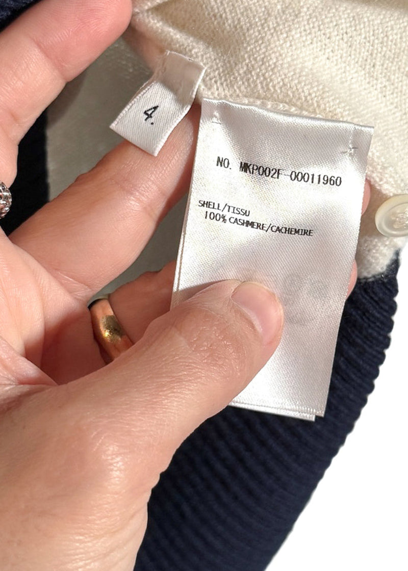 labels of Thom Browne Ivory Colourblock Red Navy Cashmere Polo Shirt