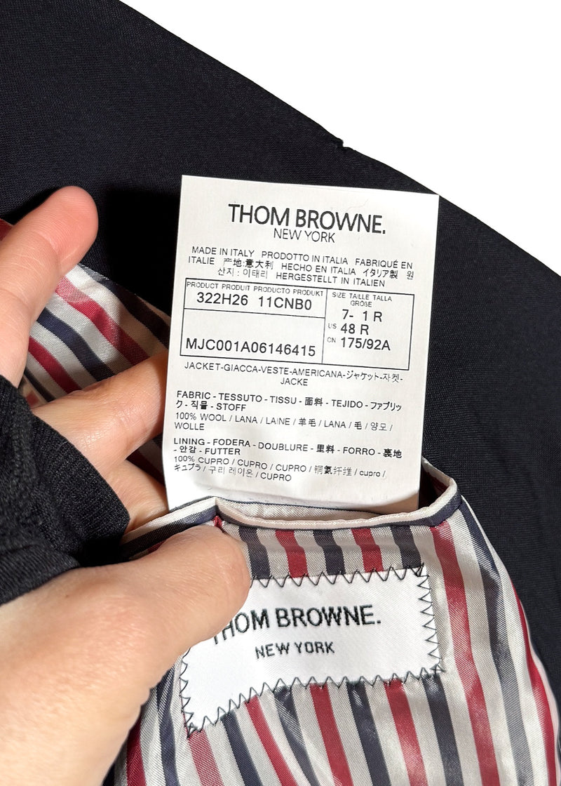 Thom Browne Navy Blue 4 Bands Wool Suit