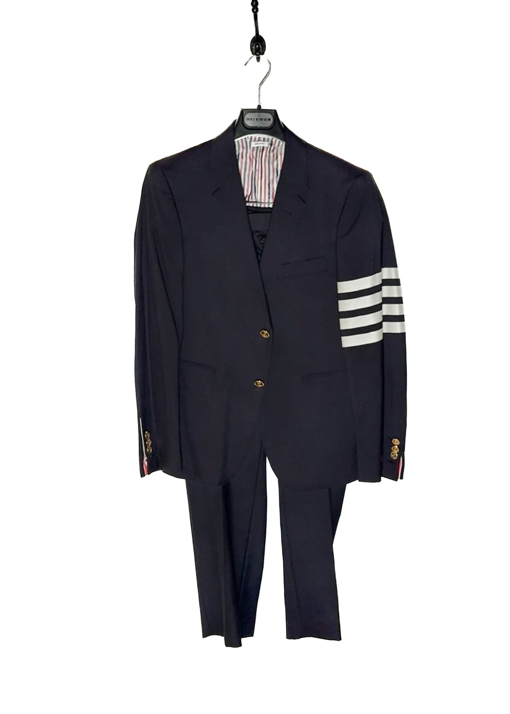 Main photo of Thom Browne Navy Blue 4 Bands Wool Suit