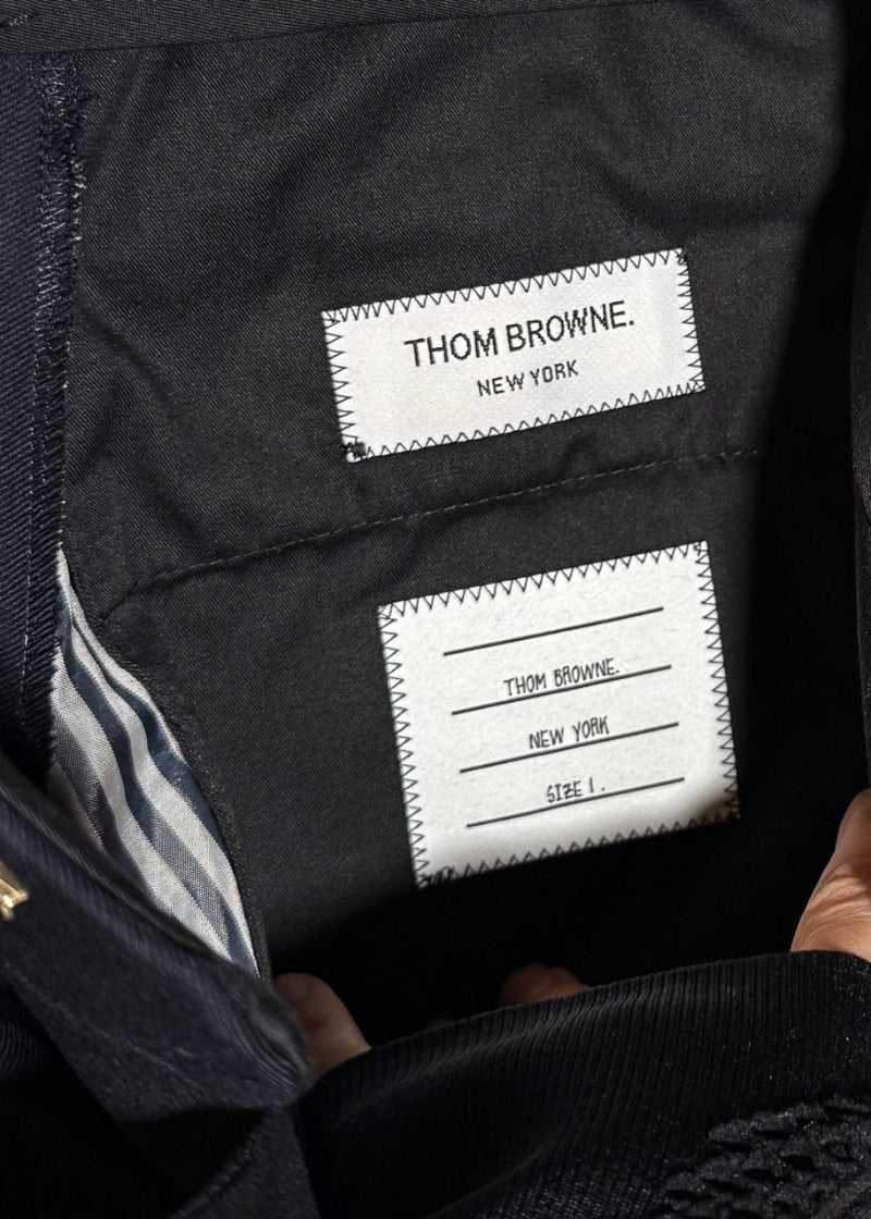 Size patch of Thom Browne Navy Blue 4 Bands Wool Suit