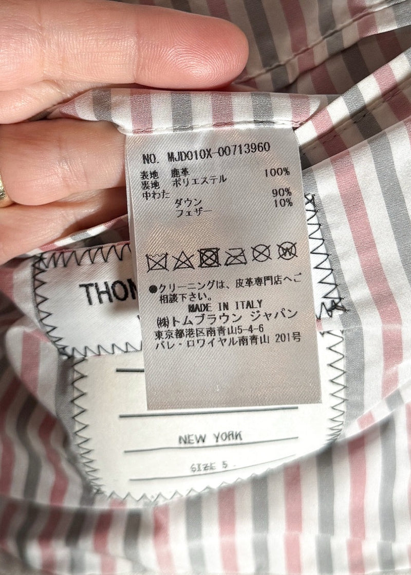 Labels of Thom Browne Tricolour Deerskin Leather Down Blazer Jacket