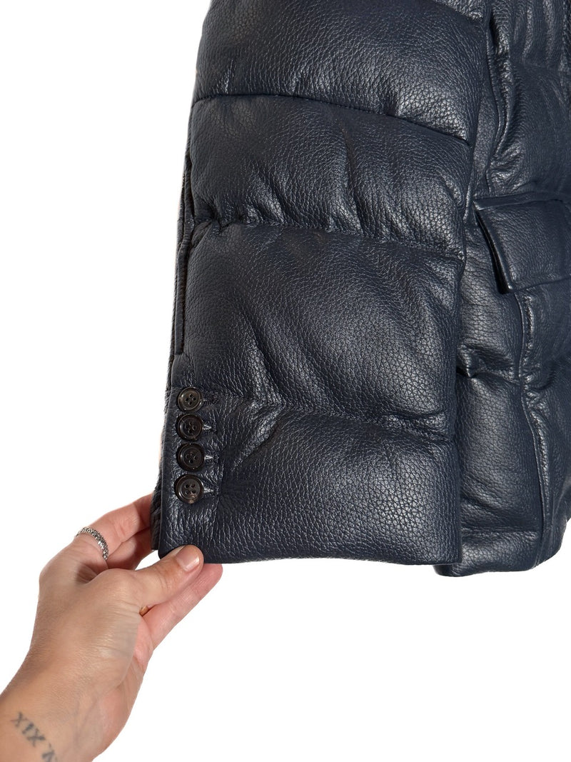 Sleeve of Thom Browne Tricolour Deerskin Leather Down Blazer Jacket