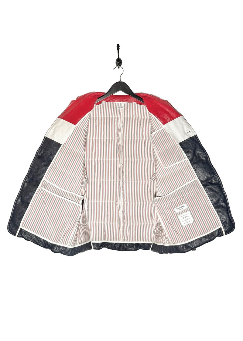 Interior of Thom Browne Tricolour Deerskin Leather Down Blazer Jacket