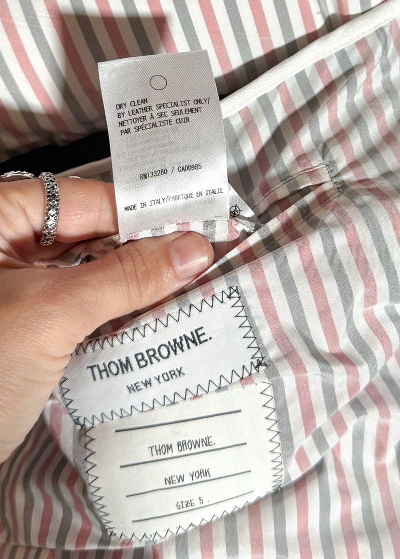 Labels of Thom Browne Tricolour Deerskin Leather Down Blazer Jacket