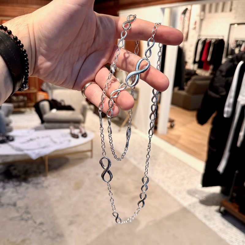 Tiffany & Co Long Infinity Station Sterling Silver Necklace