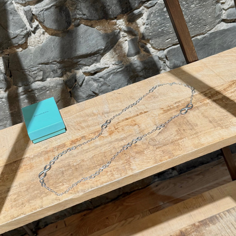 Tiffany & Co Long Infinity Station Sterling Silver Necklace