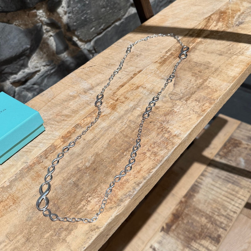 Tiffany & Co Long Infinity Station Sterling Silver Necklace