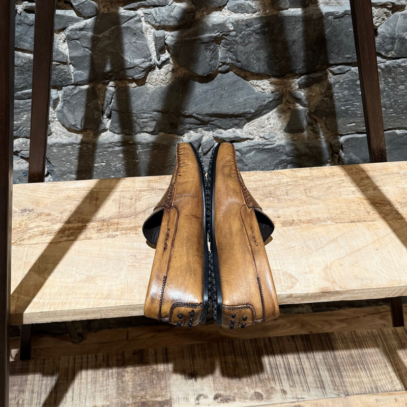 Side-by-side view of Tod's Beige Yellow Leather Penny Driving Loafers