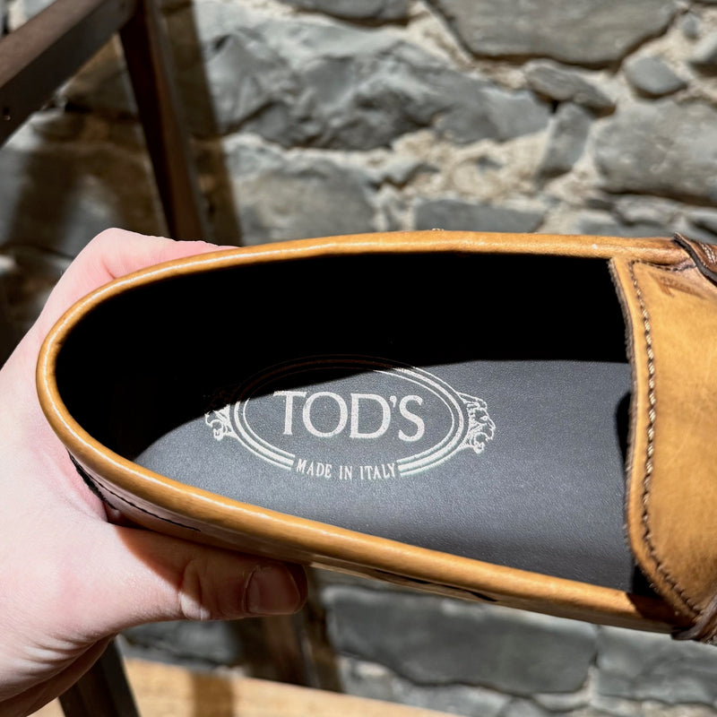 One branded insole of Tod's Beige Yellow Leather Penny Driving Loafers