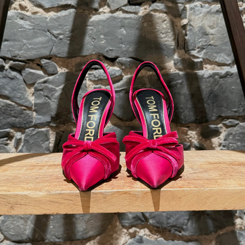 Tom Ford Fuchsia Satin Velvet Bow Pumps