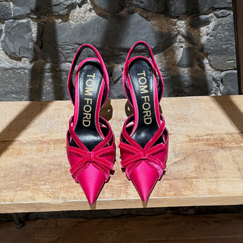 Tom Ford Fuchsia Satin Velvet Bow Pumps
