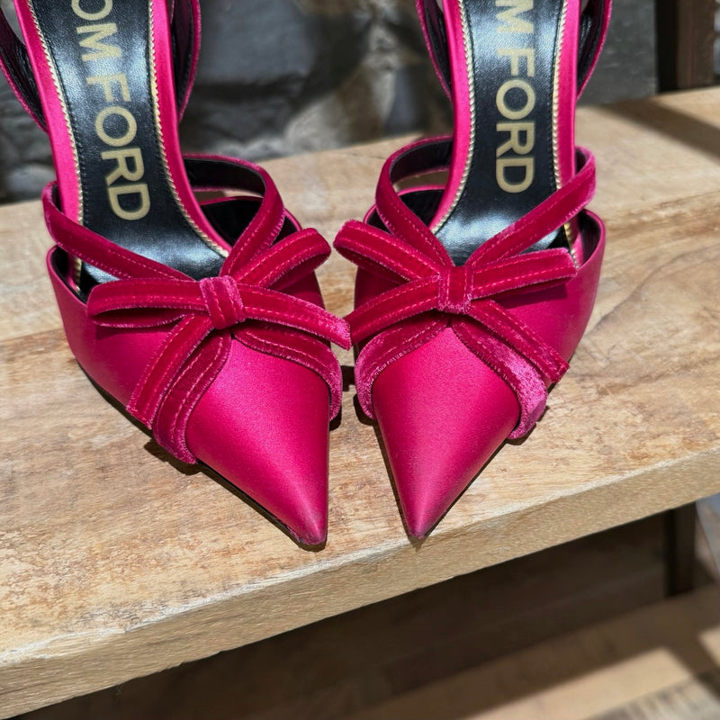 Tom Ford Fuchsia Satin Velvet Bow Pumps