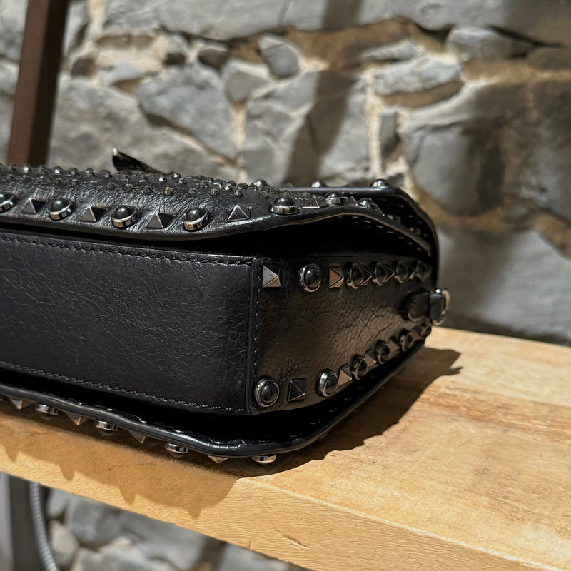 Valentino Black Star Crystal Rolling Rockstud Shoulder Bag