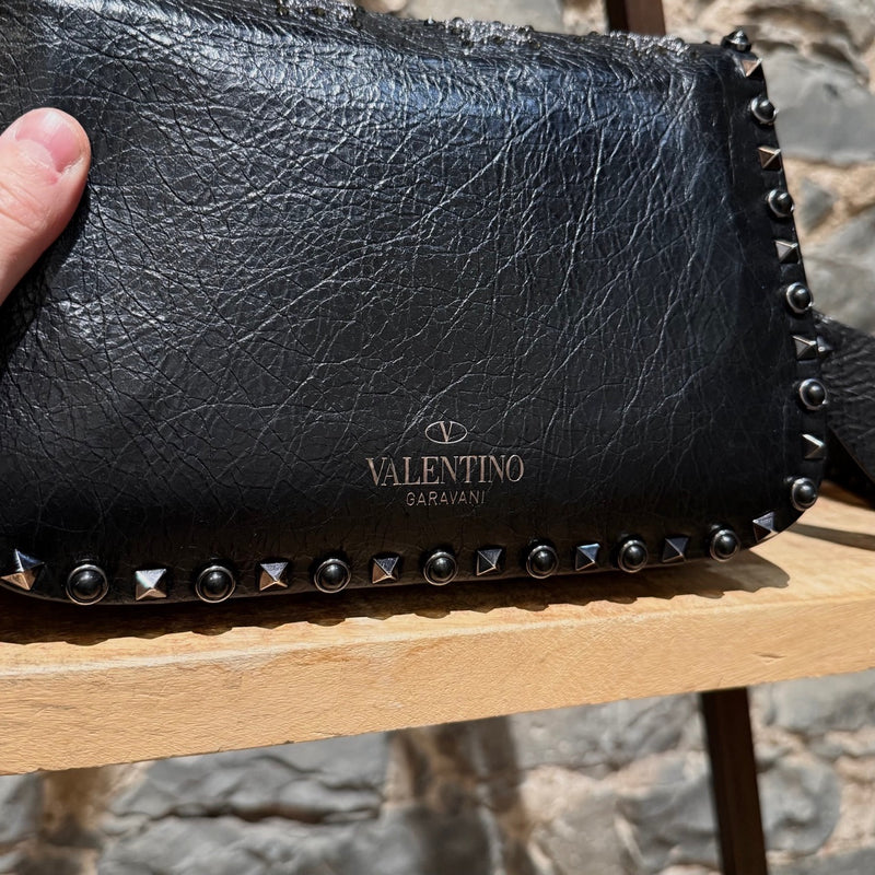 Valentino Black Star Crystal Rolling Rockstud Shoulder Bag