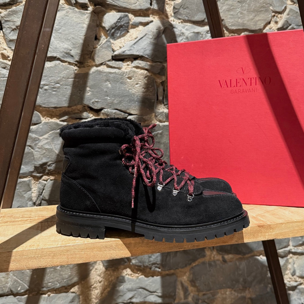 Main photo of Valentino Black Suede Shearling Lined Winter Hiking Boots