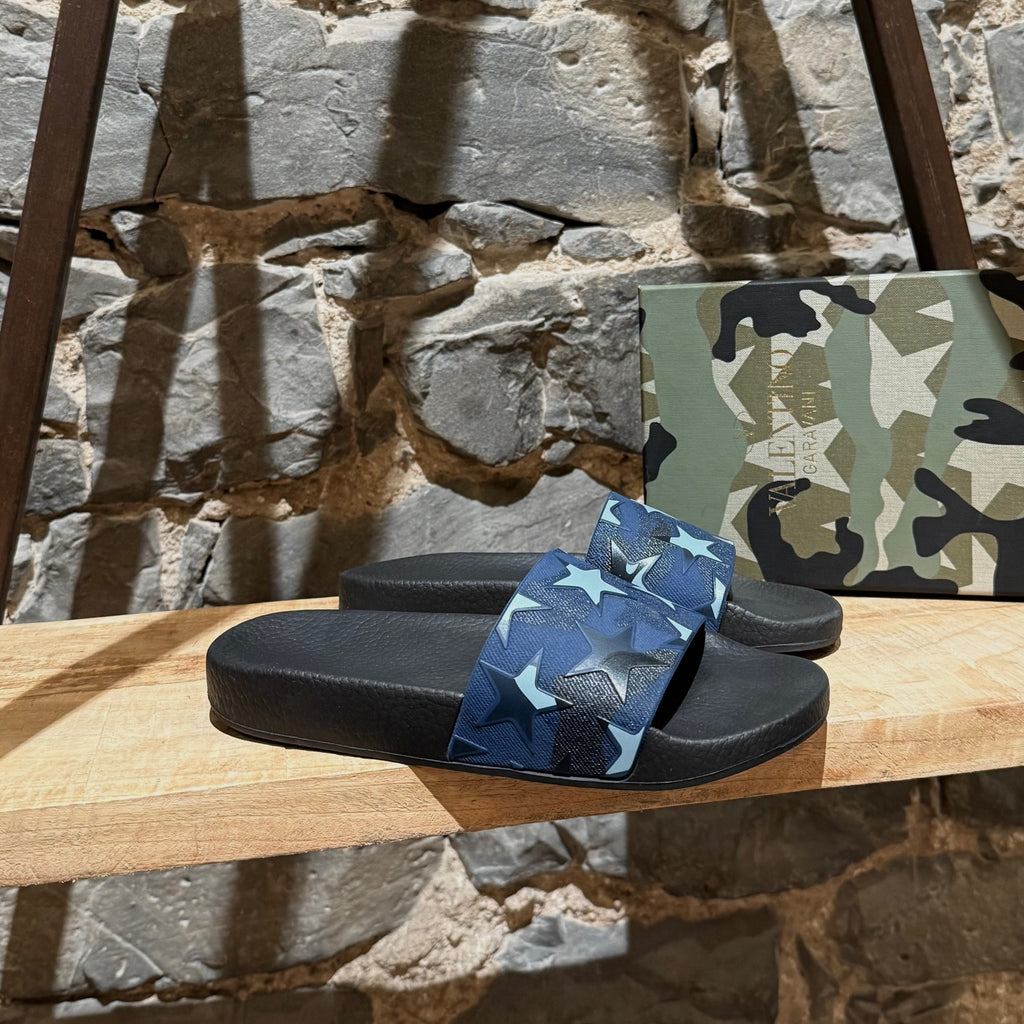 Main photo of Valentino Blue Camo Star Rubber Slides