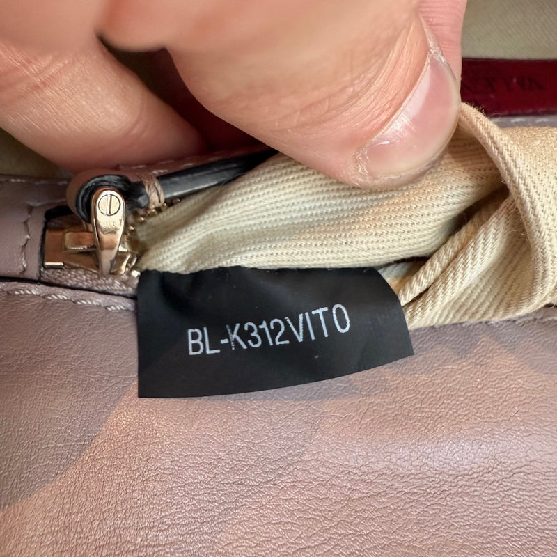 Serial number tag on Valentino Poudre Pink Leather Small Glam Lock Chain Bag