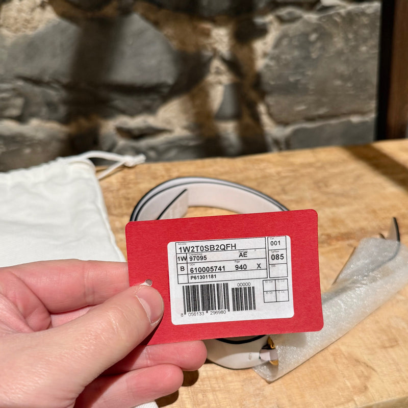 Valentino White Leather Chain Logo Belt