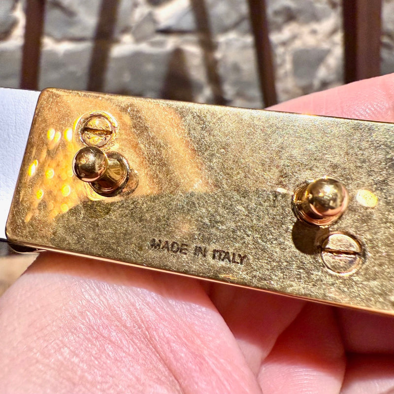 Valentino White Leather Chain Logo Belt