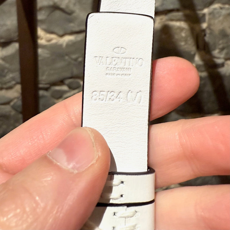 Valentino White Leather Chain Logo Belt