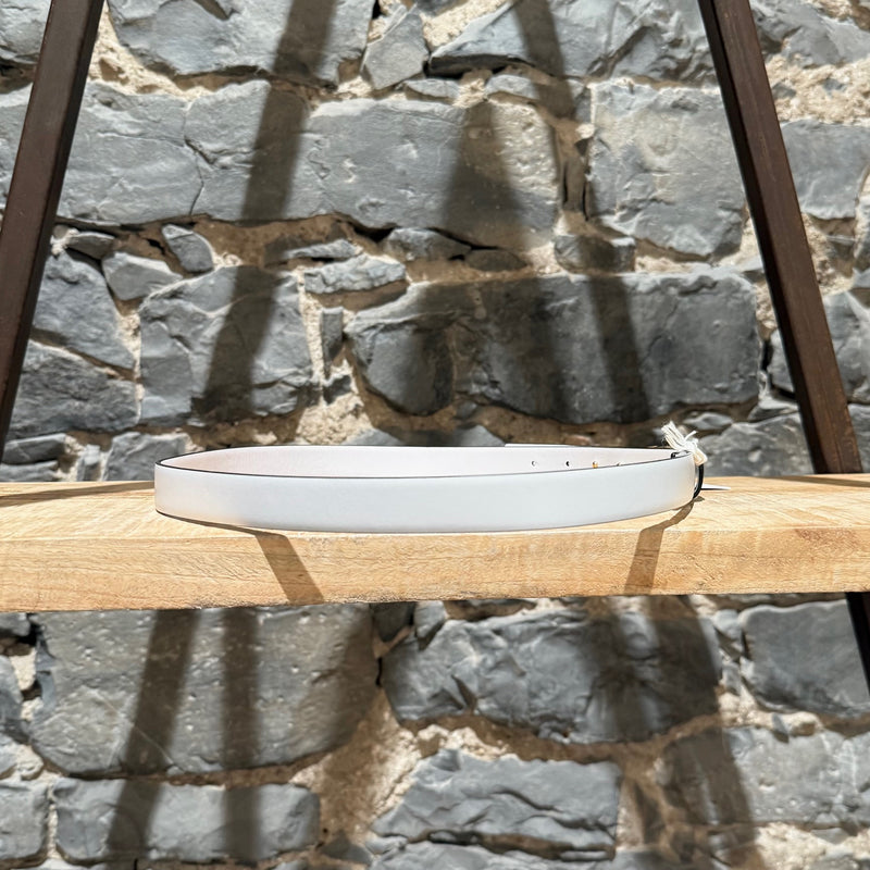 Valentino White Leather Chain Logo Belt