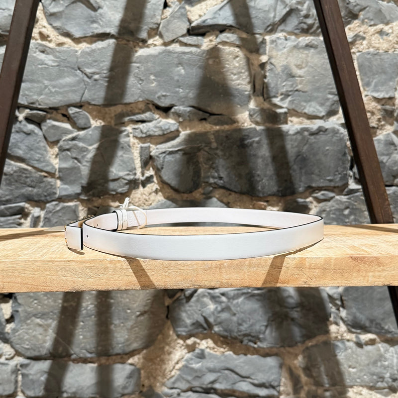 Valentino White Leather Chain Logo Belt