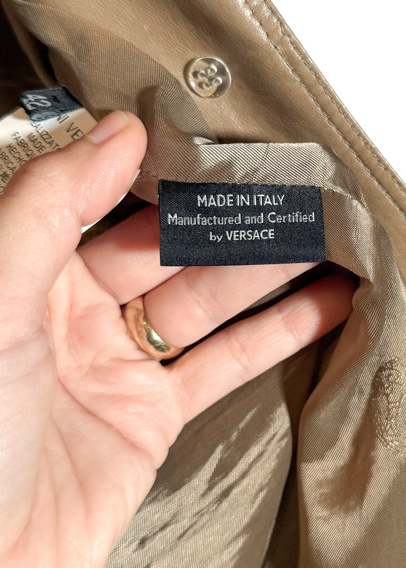 Labels of Versace Beige Buttoned Leather Jacket