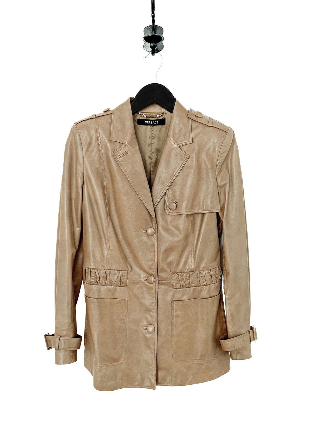 Main photo of Versace Beige Buttoned Leather Jacket