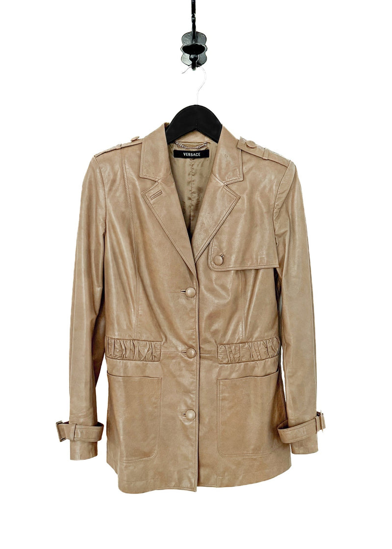 Main photo of Versace Beige Buttoned Leather Jacket