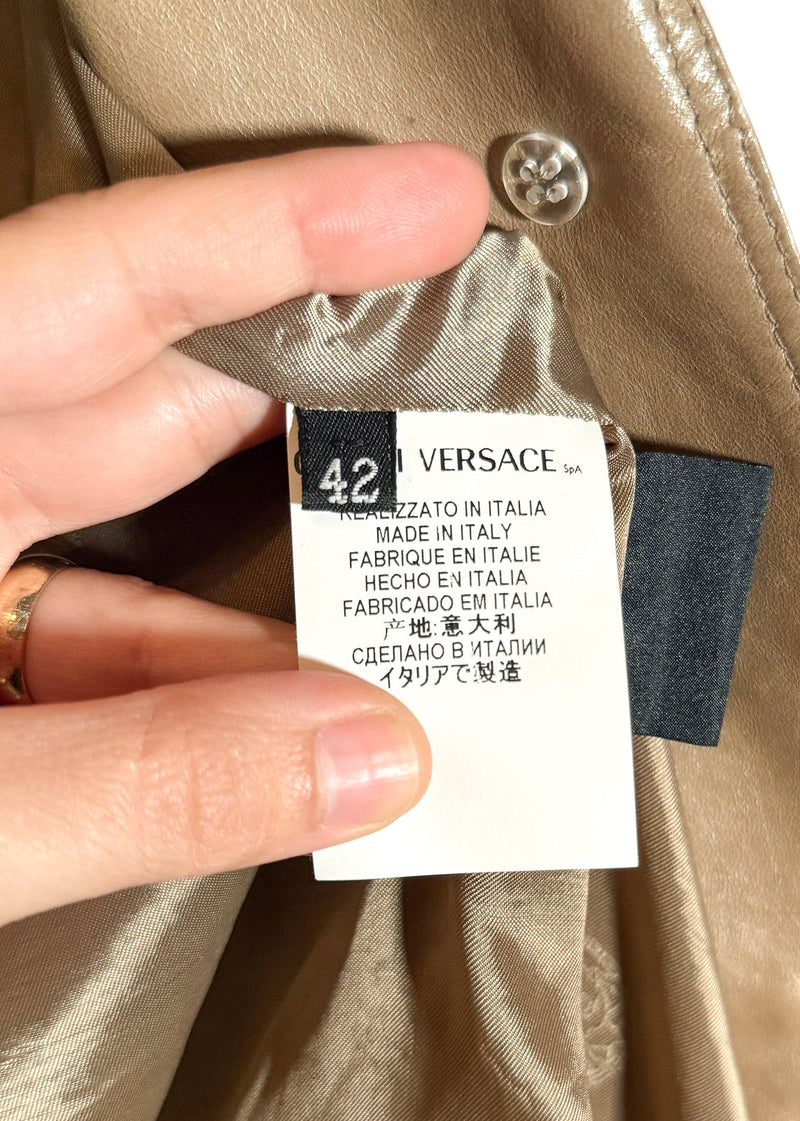 Labels of Versace Beige Buttoned Leather Jacket