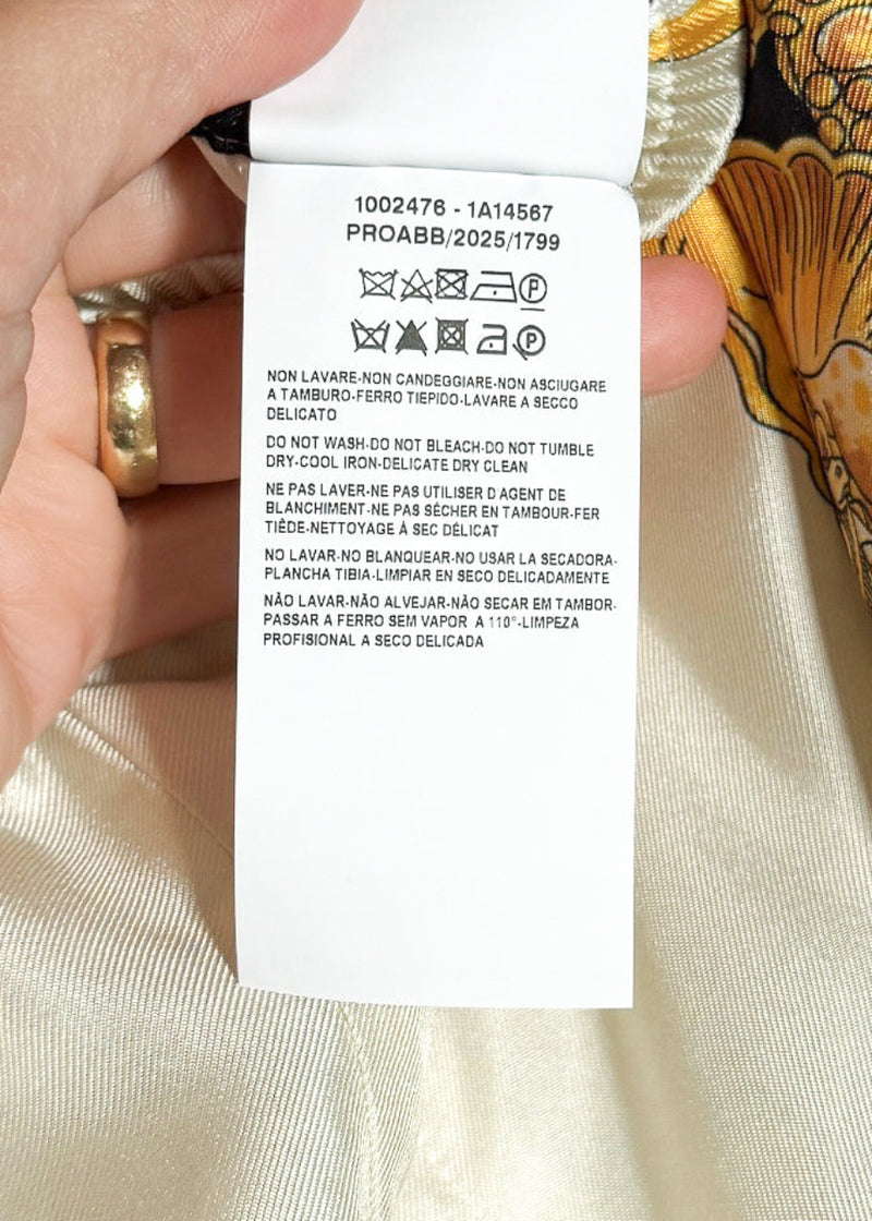 Labels of Versace Coral Theatre Print White Gold Silk Jogger Shorts