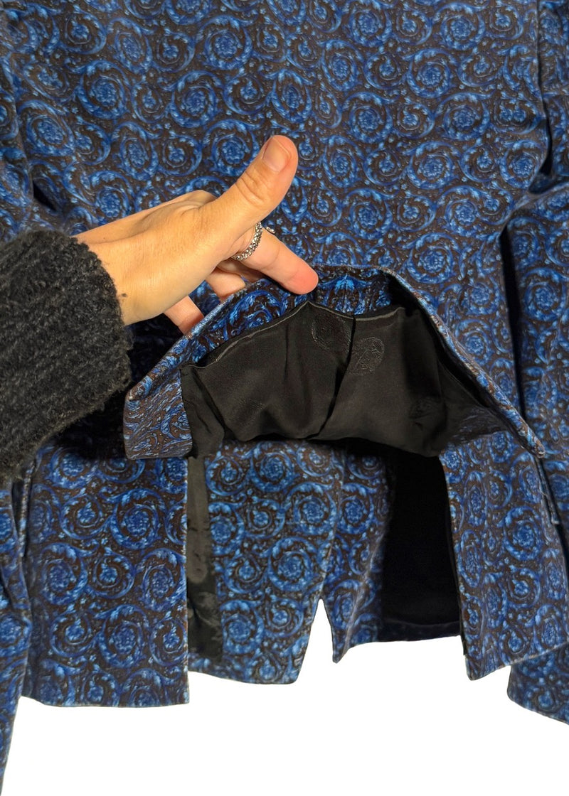 Versace Floral Print Velvet Double-Breasted Medusa Buttons Blazer