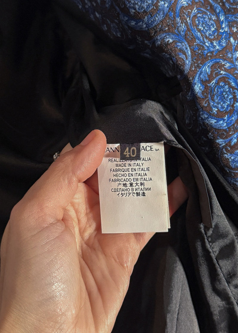 Versace Floral Print Velvet Double-Breasted Medusa Buttons Blazer