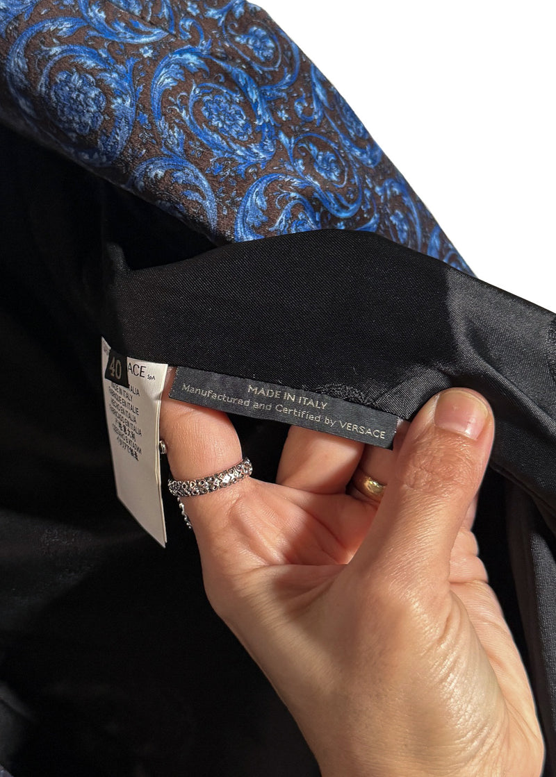Versace Floral Print Velvet Double-Breasted Medusa Buttons Blazer