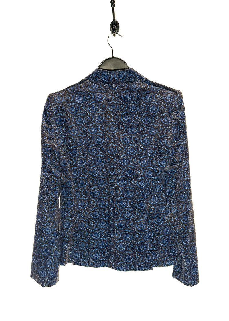 Versace Floral Print Velvet Double-Breasted Medusa Buttons Blazer