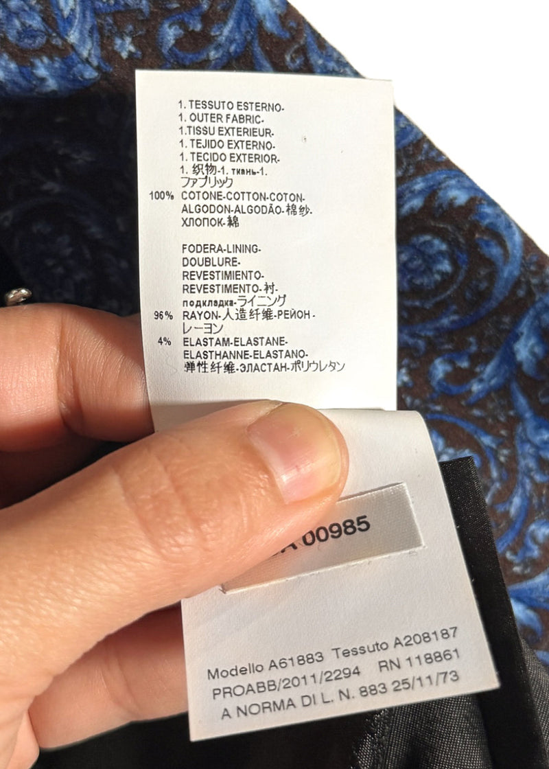 Versace Floral Print Velvet Double-Breasted Medusa Buttons Blazer