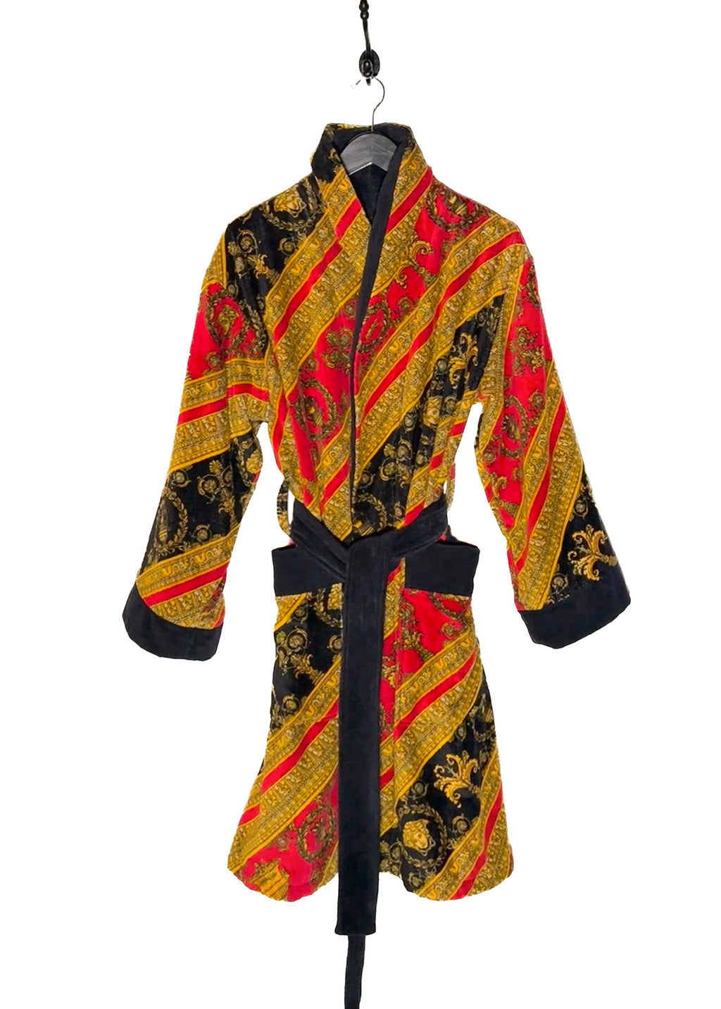 Main photo of Versace Red Barocco Diagonal Stripe Print Robe