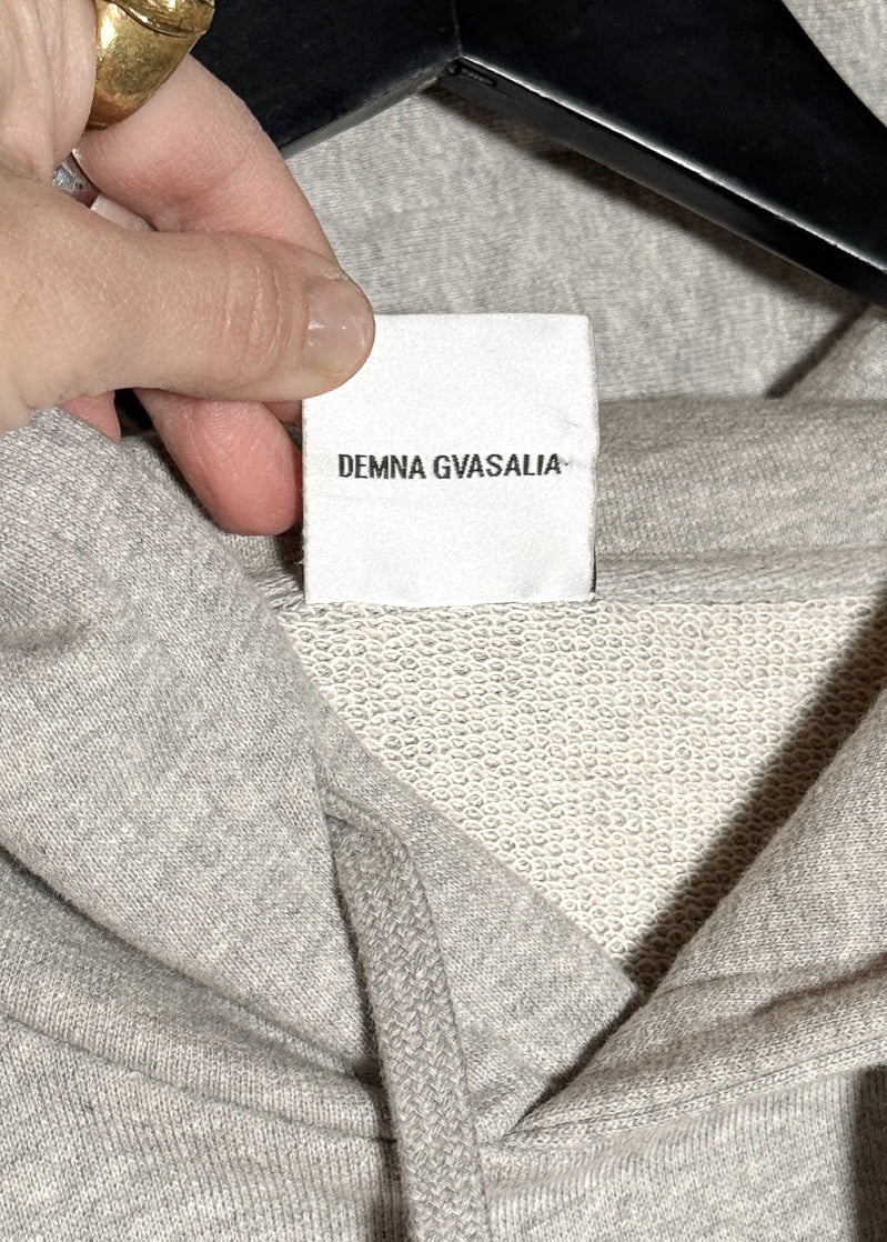 Demina Gvasalia label of Vêtements Grey French Terry Embroidered Hoodie