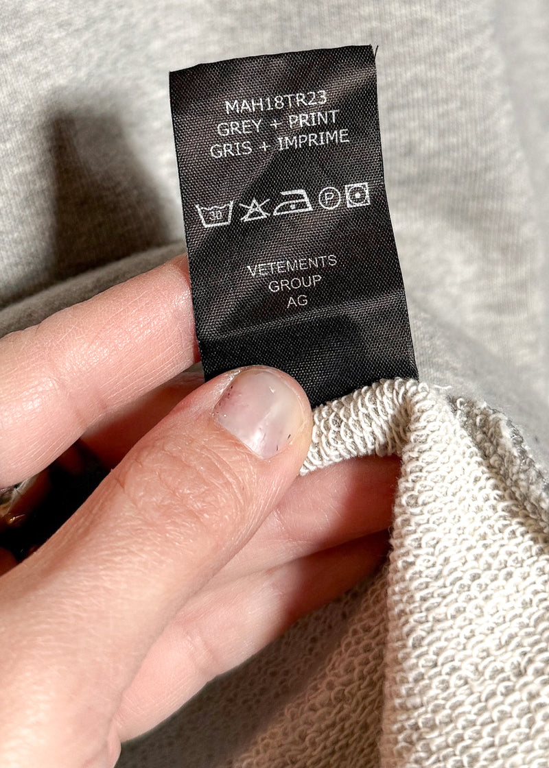 Care label of Vêtements Grey French Terry Embroidered Hoodie