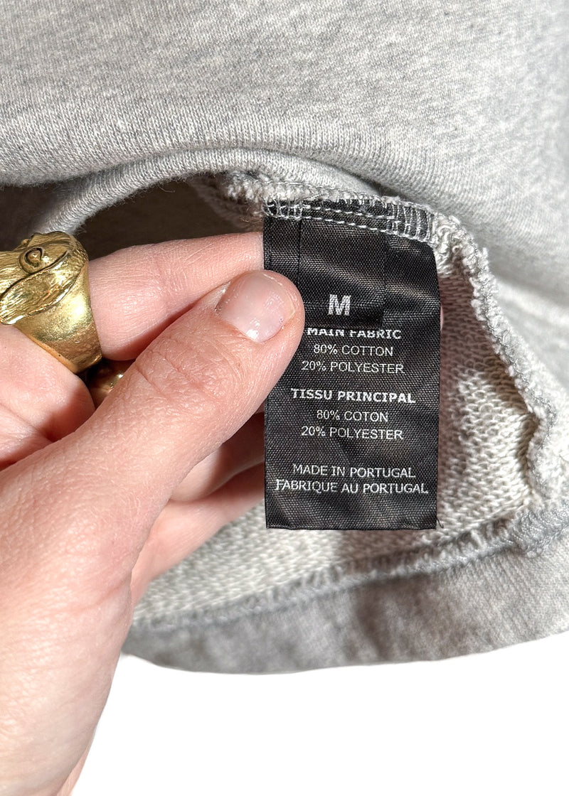 Size and material label of Vêtements Grey French Terry Embroidered Hoodie