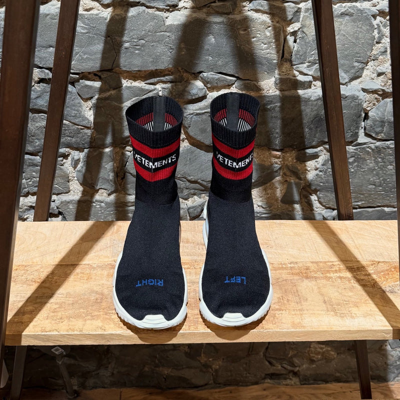 Top view of Vetements x Reebok Black Sock Pump Logo High-top Sneakers