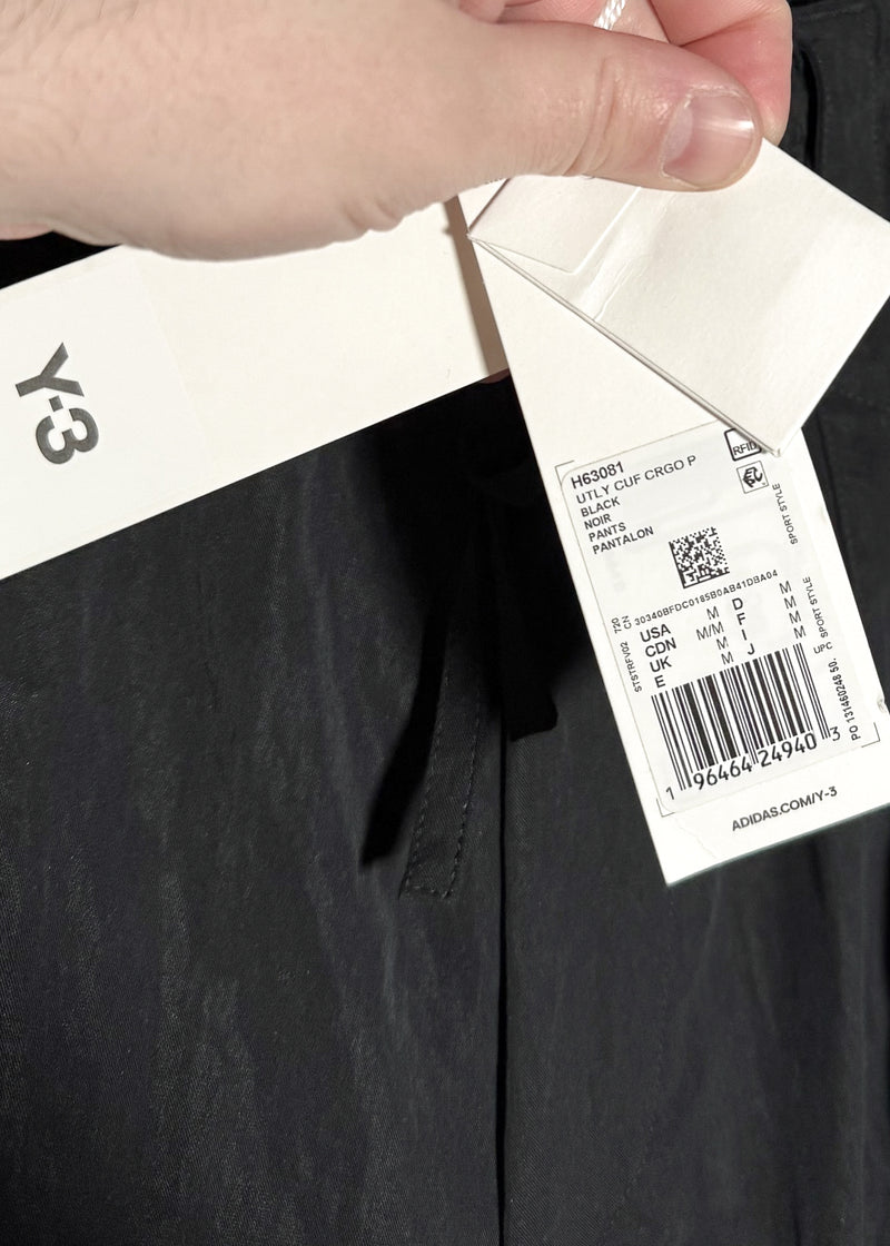 Tags of Y-3 Black Utility Cuffed Cargo Pants